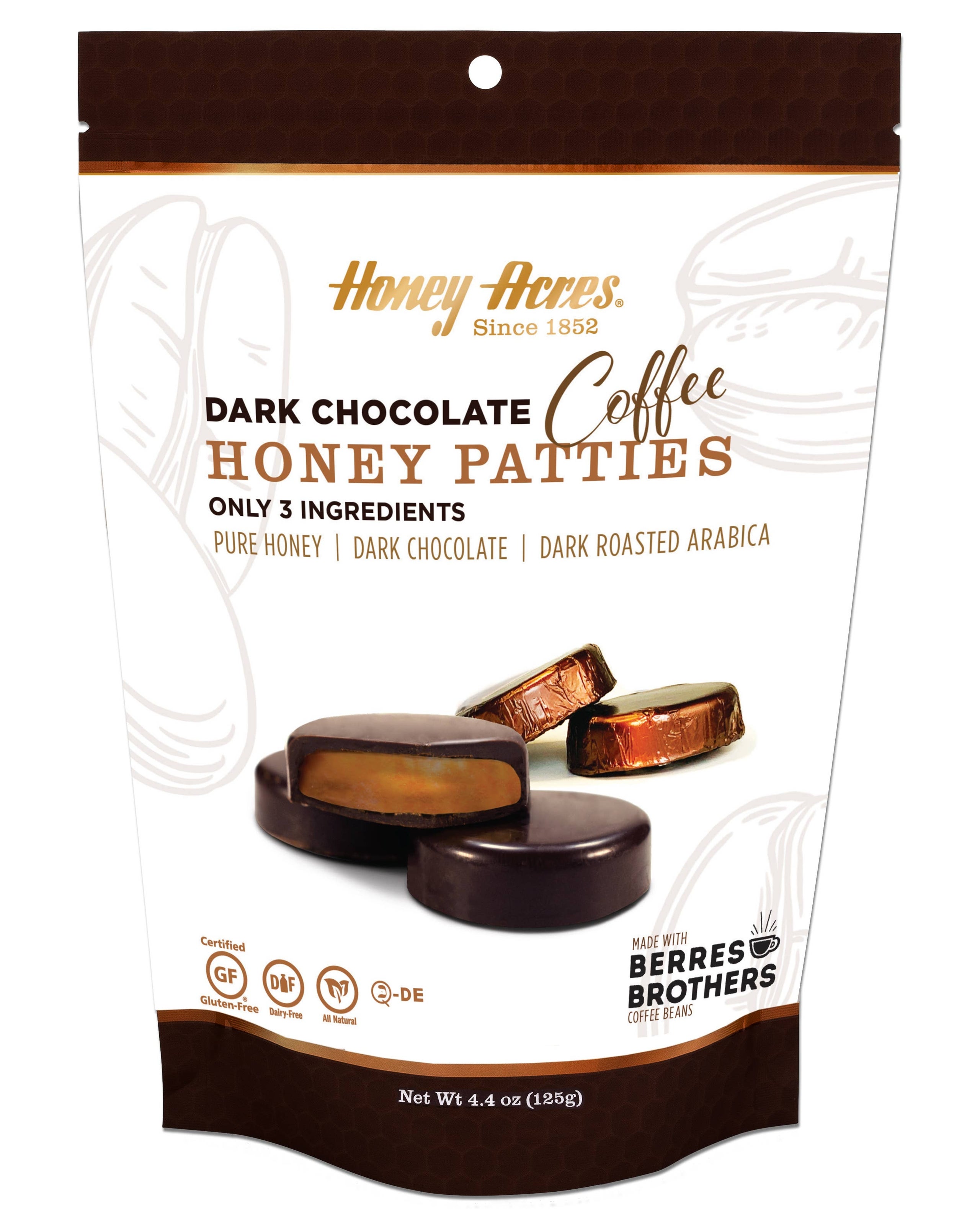 Dark Chocolate Coffee Honey Patties: 4.4oz Bag | Copoco's Honey